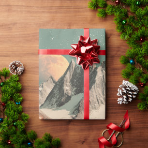 Surrealistische Berglandschaft mit blühenden Blume Geschenkpapier