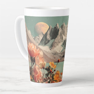 Surrealistische Berglandschaft mit blühenden Blume Milchtasse