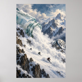 Surrealistische Bergwellenlandschaft Poster