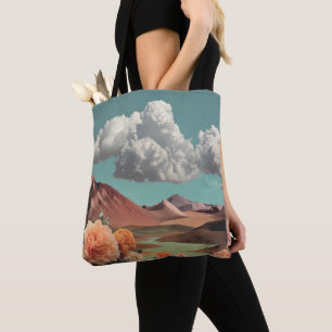 Surrealistische Blumen-Berglandschaft mit dramatis