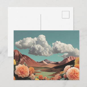 Surrealistische Blumenberglandschaft mit dramatisc Postkarte