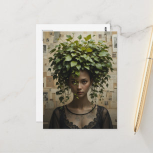 Surrealistische Blumentopf Frau Postkarte