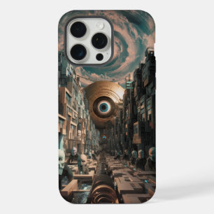 Surrealistische Cyberpunk-Stadt iPhone 15 Pro Max Hülle