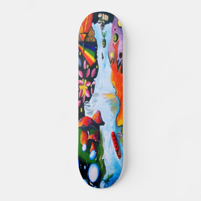 Surrealistische Dali Stil Pilz Wonderland Skateboard (Vorderseite)