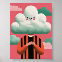 Surrealistische, eigenwillige Kunst mit Wolkenkopf