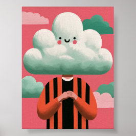 Surrealistische, eigenwillige Kunst mit Wolkenkopf Poster