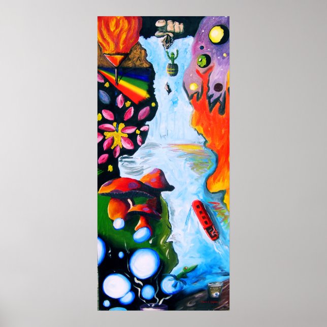 Surrealistische Fantasy Mushroom Wonderland Poster (Vorne)