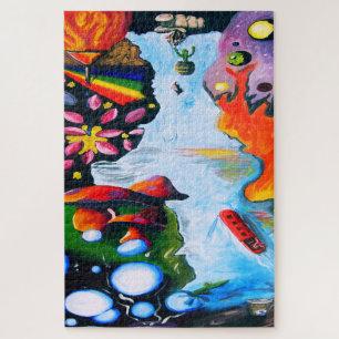 Surrealistische Fantasy Mushroom Wonderland Puzzle