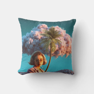 Surrealistische Frau mit Palme Kissen