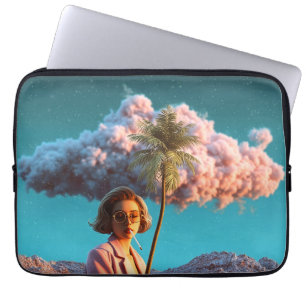 Surrealistische Frau mit Palme Laptopschutzhülle