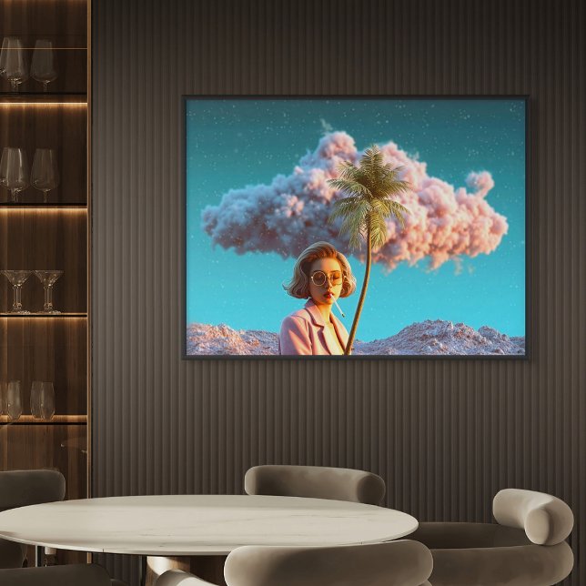 Surrealistische Frau mit Palme Leinwanddruck (Surreal Woman with Palm Tree)