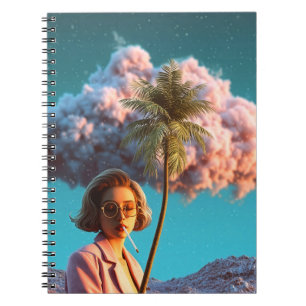 Surrealistische Frau mit Palme Notizblock