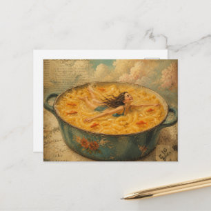 Surrealistische Frau schwimmt in einer Schüssel Nu Postkarte