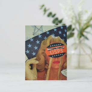 Surrealistische Frau weint goldene Tränen Collage Postkarte