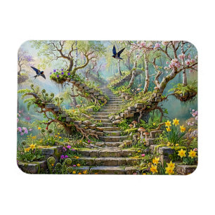 Surrealistische Frühlingsstiege schluckt Wildblume Magnet