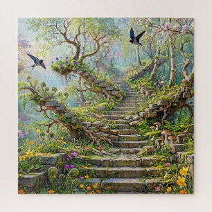 Surrealistische Frühlingsstiege schluckt Wildblume Puzzle