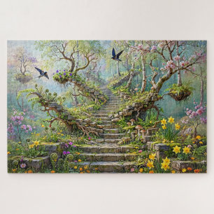 Surrealistische Frühlingsstiege schluckt Wildblume Puzzle