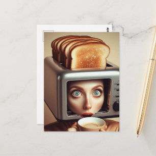 Surrealistische Frühstücksfrau Postkarte