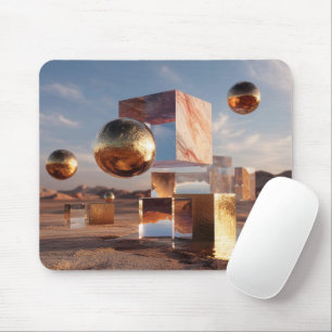 Surrealistische geometrische Komposition mit golde Mousepad