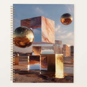 Surrealistische geometrische Komposition mit golde Planer