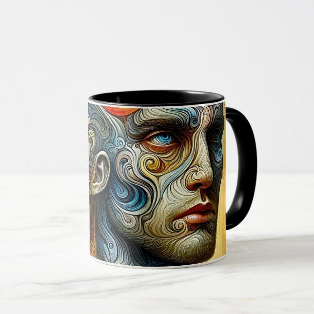 Surrealistische Gesichter Weibermann. Tasse (VorderseiteRechts)