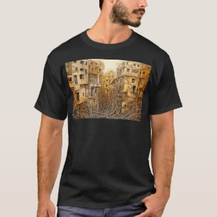 Surrealistische gezinkte Stadt T-Shirt