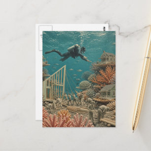 Surrealistische Hausbauer im Ozeanviertel Postkarte