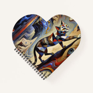 Surrealistische Katze Schmelzende Uhren Dali Picas Notizbuch