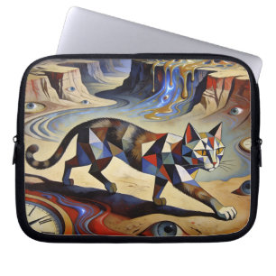Surrealistische Katze schmilzt Uhren Dali Picasso  Laptopschutzhülle