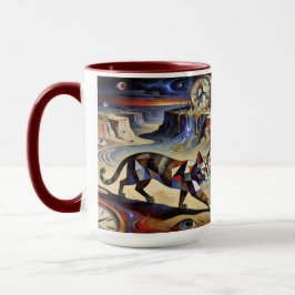 Surrealistische Katze schmilzt Uhren Dali Picasso Tasse