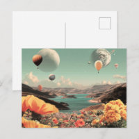 Surrealistische Landschaft mit Luftballons und Mon