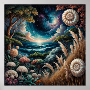 Surrealistische Landschaft Traumhafte Kosmische Poster