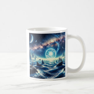 Surrealistische Landschaft unter einem Sternenhimm Kaffeetasse