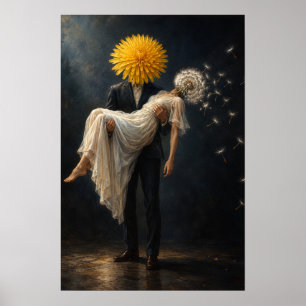 Surrealistische Löwenzahn-Paarkunst Poster