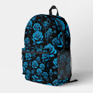 Surrealistische Neonblaue Rosen Bedruckter Rucksack