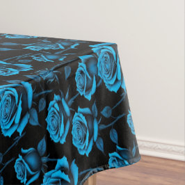 Surrealistische Neonblaue Rosen Tischdecke