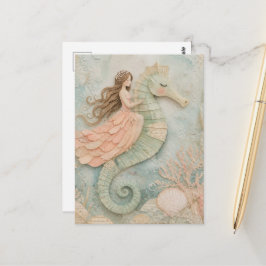 Surrealistische Prinzessin und Seepferdchen-Fantas Postkarte