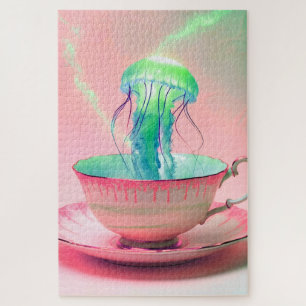 Surrealistische Qualle in Teetasse Puzzle
