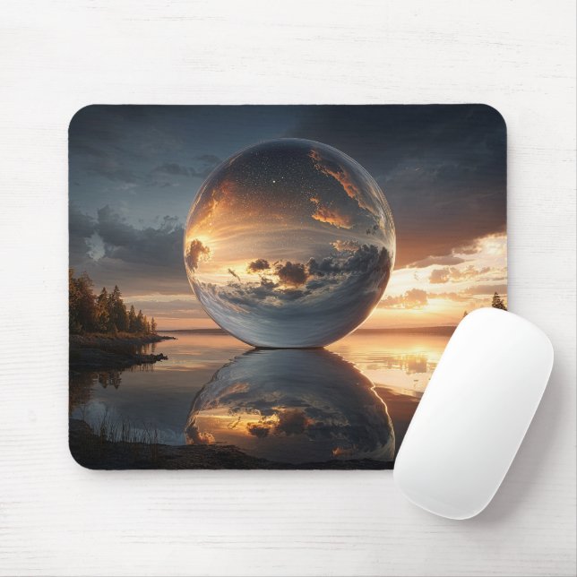 Surrealistische reflektierende Kugel mit Sonnenunt Mousepad (Mit Mouse)