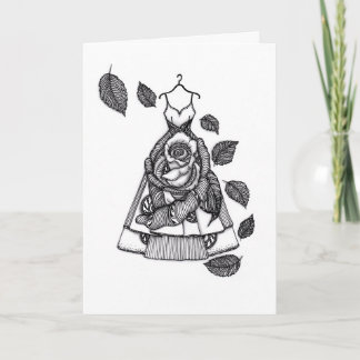 Surrealistische Rosenkleid Botanische Grußkarte Karte