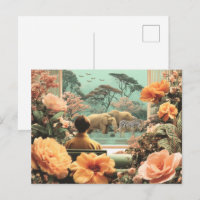 Surrealistische Safari-Szene mit Elefanten Zebras