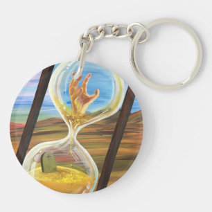 Surrealistische Sanduhr Memento Mori Dunkel Gothic Schlüsselanhänger