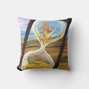 Surrealistische Sanduhr Memento Mori Gothic Wüsten Kissen