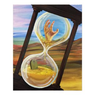 Surrealistische Sanduhr Memento Mori Gothic Wüsten Poster