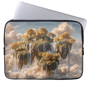 Surrealistische schwebende Inseln mit goldenen Bäu Laptopschutzhülle