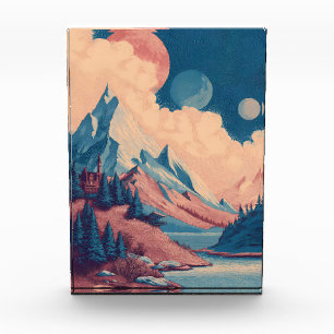 Surrealistische stilisierte Landschaft Fotoblock