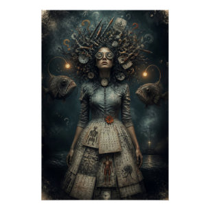 Surrealistische viktorianische Frau Dark Fantasy A Poster