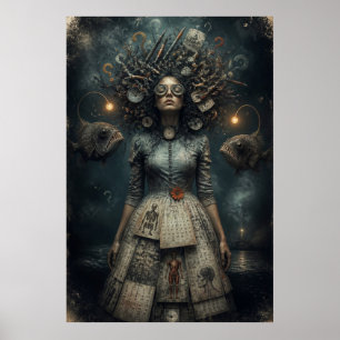 Surrealistische viktorianische Frau Dark Fantasy A Poster