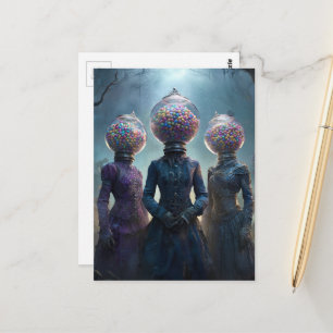 Surrealistische Vintage Kaugummimaschine Damen Postkarte