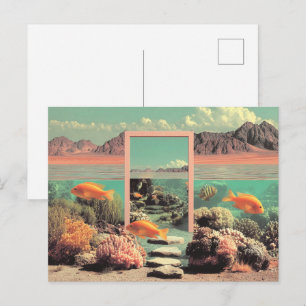 Surrealistische Wüsten-Ozean-Tür Postkarte